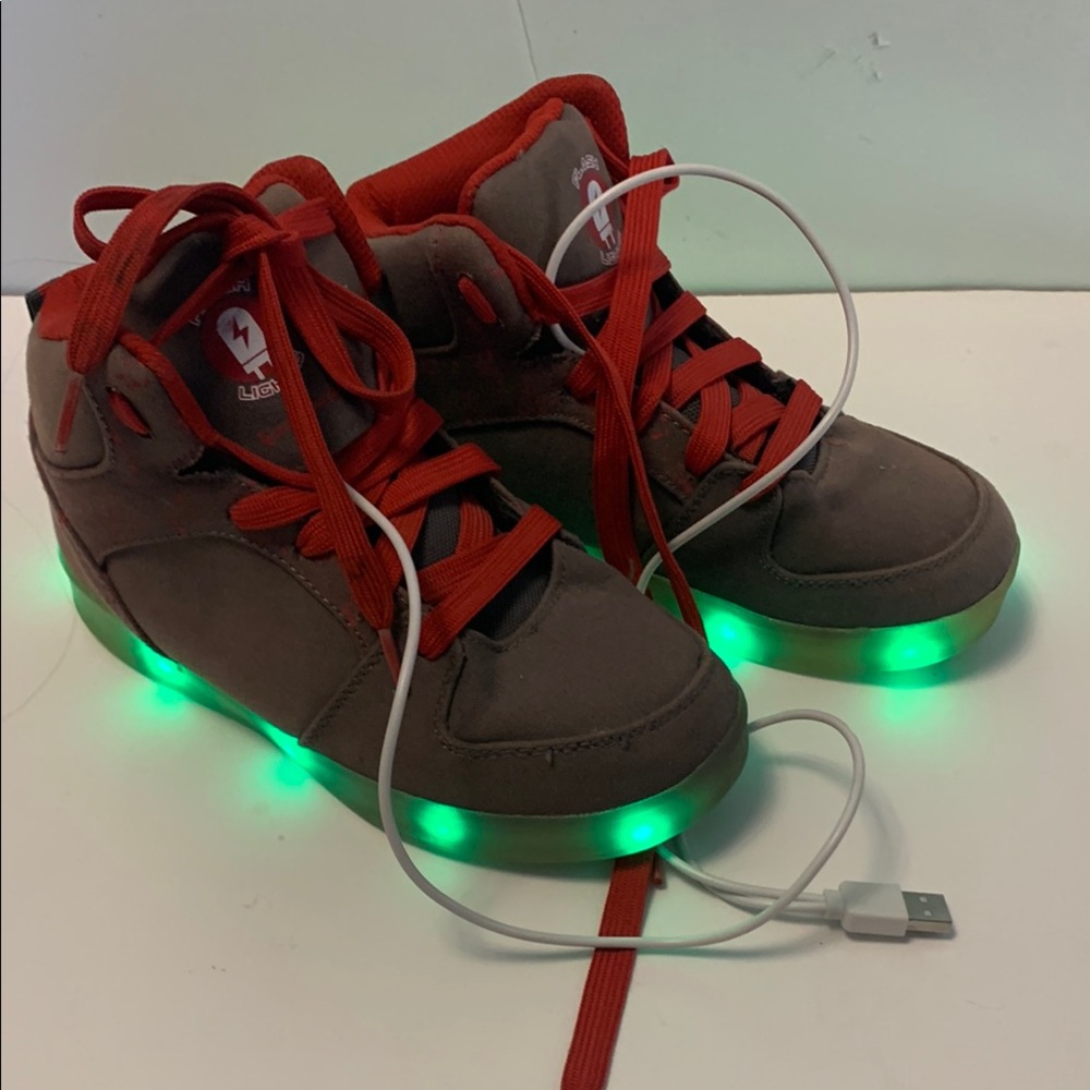 Flash lights Brown and Red High-Top Sneakers with lights